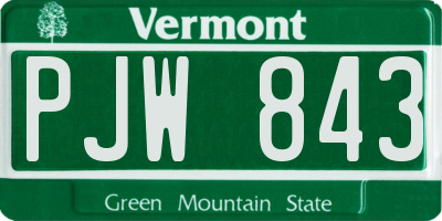 VT license plate PJW843