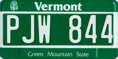 VT license plate PJW844