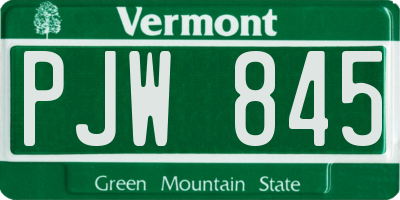 VT license plate PJW845