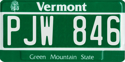 VT license plate PJW846