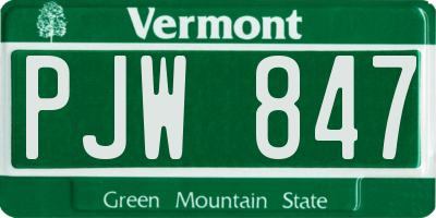 VT license plate PJW847