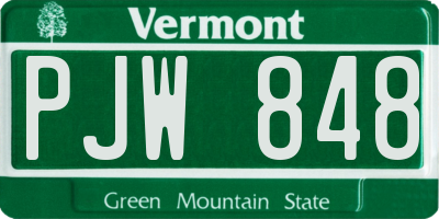VT license plate PJW848