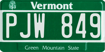VT license plate PJW849
