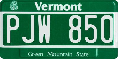 VT license plate PJW850
