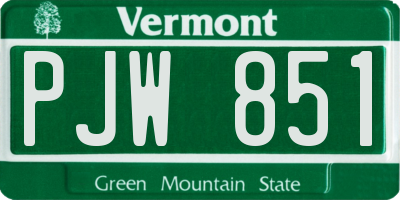 VT license plate PJW851
