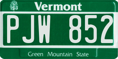 VT license plate PJW852
