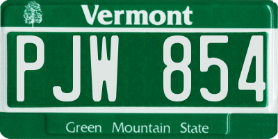 VT license plate PJW854