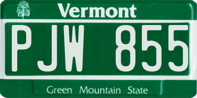 VT license plate PJW855
