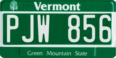 VT license plate PJW856
