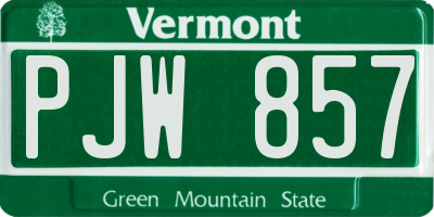 VT license plate PJW857
