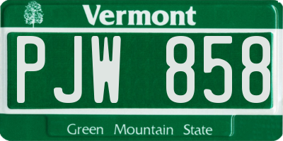 VT license plate PJW858