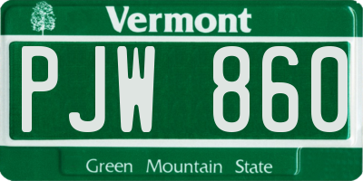 VT license plate PJW860