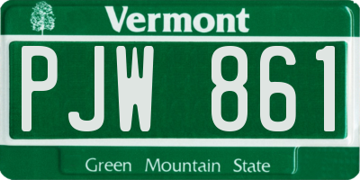 VT license plate PJW861