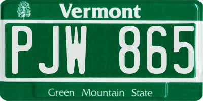 VT license plate PJW865
