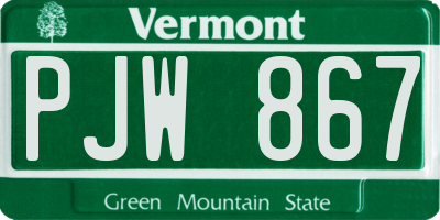 VT license plate PJW867