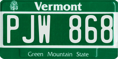 VT license plate PJW868