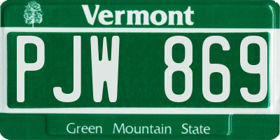 VT license plate PJW869