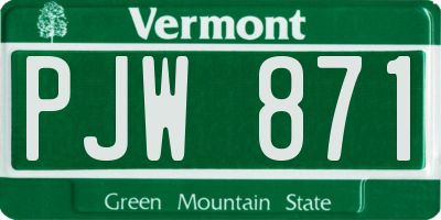 VT license plate PJW871