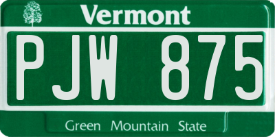 VT license plate PJW875