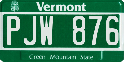 VT license plate PJW876