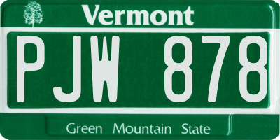 VT license plate PJW878