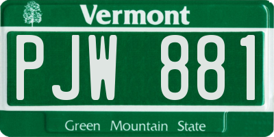 VT license plate PJW881