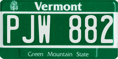 VT license plate PJW882