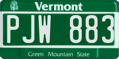 VT license plate PJW883