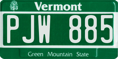 VT license plate PJW885