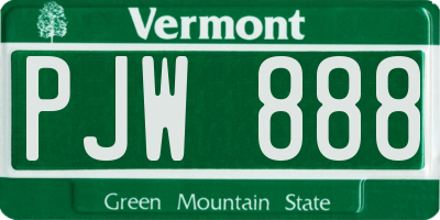 VT license plate PJW888