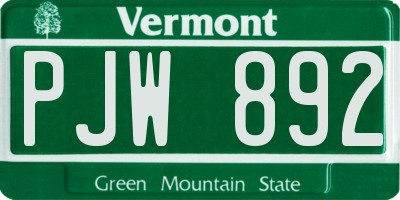 VT license plate PJW892