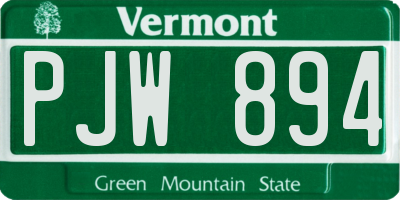 VT license plate PJW894