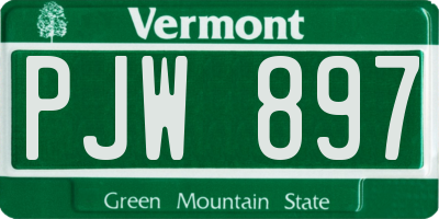 VT license plate PJW897