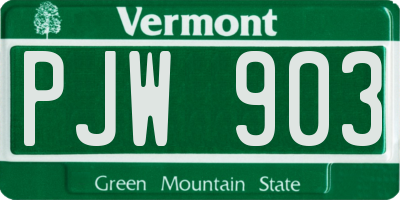 VT license plate PJW903