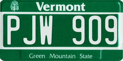 VT license plate PJW909