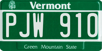 VT license plate PJW910