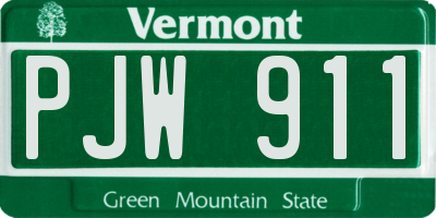 VT license plate PJW911