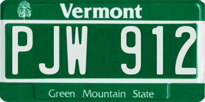VT license plate PJW912