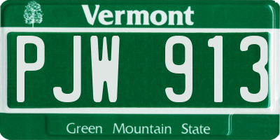VT license plate PJW913