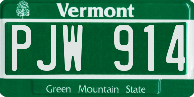 VT license plate PJW914
