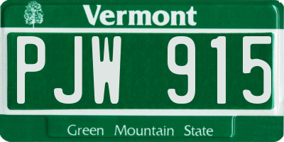 VT license plate PJW915