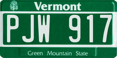 VT license plate PJW917