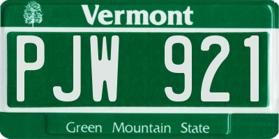 VT license plate PJW921