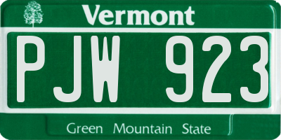 VT license plate PJW923