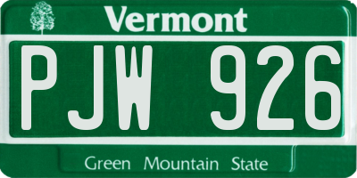 VT license plate PJW926