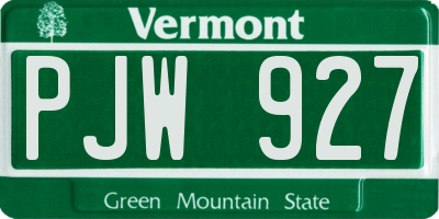VT license plate PJW927