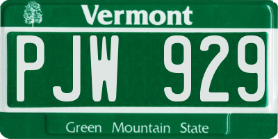 VT license plate PJW929