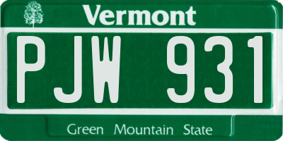 VT license plate PJW931