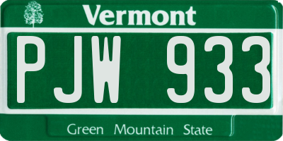 VT license plate PJW933