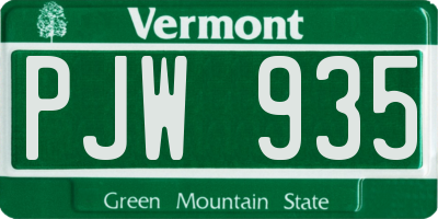 VT license plate PJW935